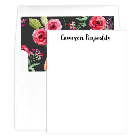Charcoal Floral Bunch Flat Note Cards